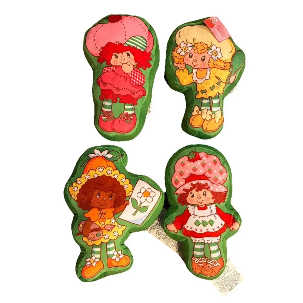 4 Piece Set Of Strawberry Shortcake And Friends Pillows. New. 9”-10” Each.